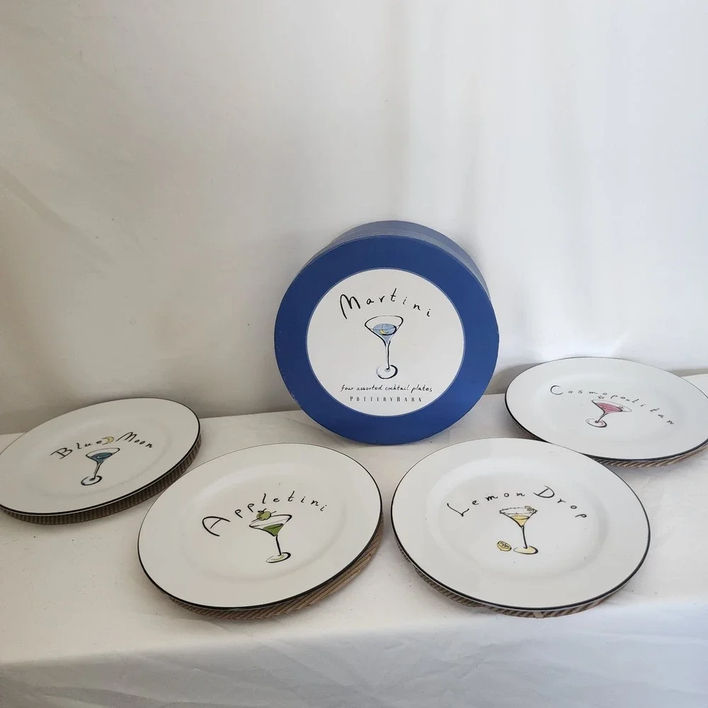 Y2K Pottery Barn Cocktail Martini Plates Cosmopolitan Lemon Drop Appletini